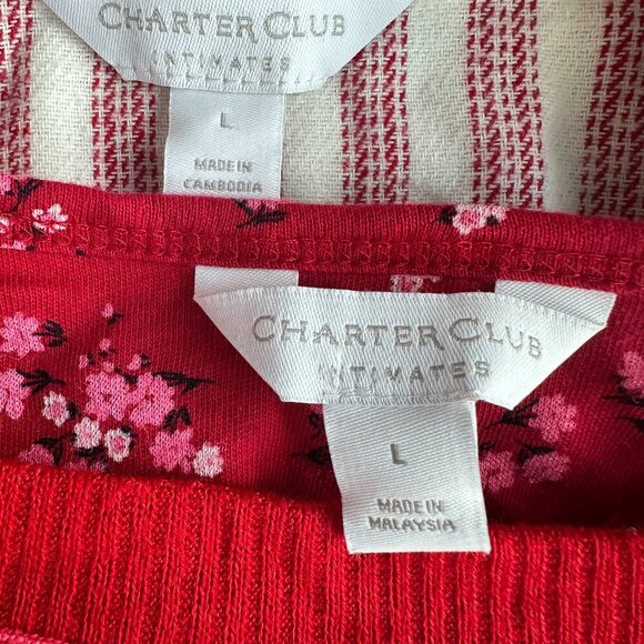 Charter Club & Gap Body Women's Size Large Set of 3 Holiday Red Long Sleeve PJ - Picture 4 of 8